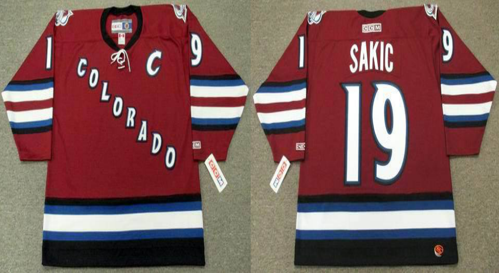 2019 Men Colorado Avalanche 19 Sakic red style #2 CCM NHL jerseys->colorado avalanche->NHL Jersey